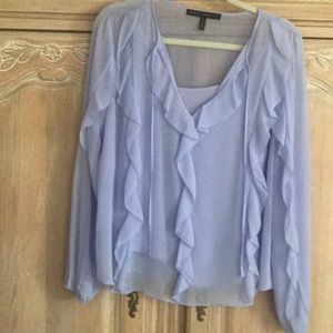 White House black market lavender ruffle blouse